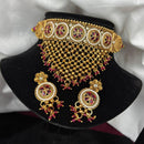 Amoliya Jewels Gold Plated Pota Stone Choker Necklace Set