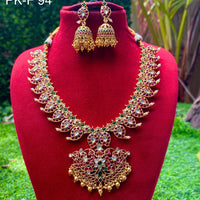 Amoliya Jewels Gold Plated Pota Stone Necklace Set