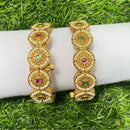 Amoliya Jewels Gold Plated Pota Stone Openable Bangle Set