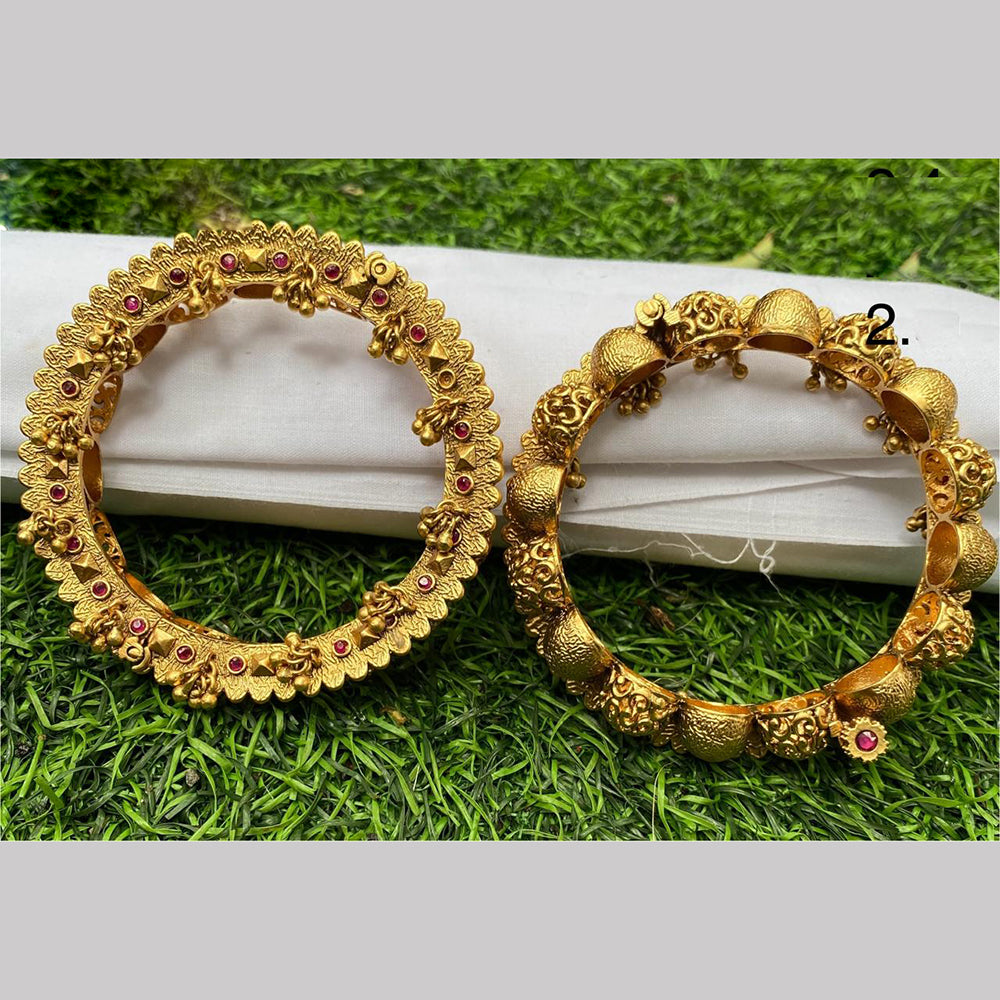 Amoliya Jewels Gold Plated Pota Stone Openable Bangle Set