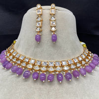 Amoliya Jewels Gold Plated Polki Kundan And Beads Necklace Set