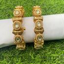 Amoliya Jewels Gold Plated Kundan And Pearl Openable Bangles Set