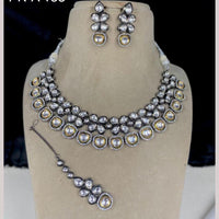 Amoliya Jewels 2 Tone Plated Kundan Necklace Set