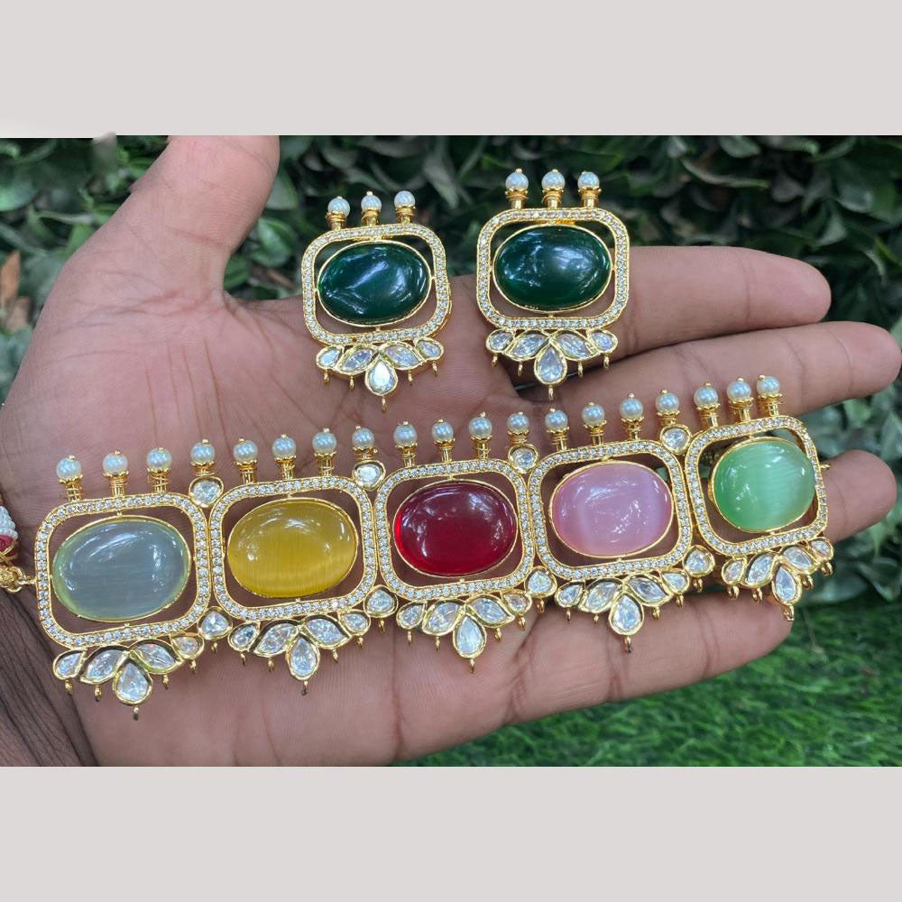 Amoliya Jewels  Grace in Every Strand Polki Kundan And Pearl Choker Necklace Set