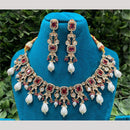Amoliya Jewels Royal Wedding Glow Crystal And Austrain Stone Pearl Necklace Set 