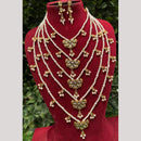 Amoliya Jewels Shimmer & Shine  Kundan And Pearl Multi Layer Long Necklace Set
