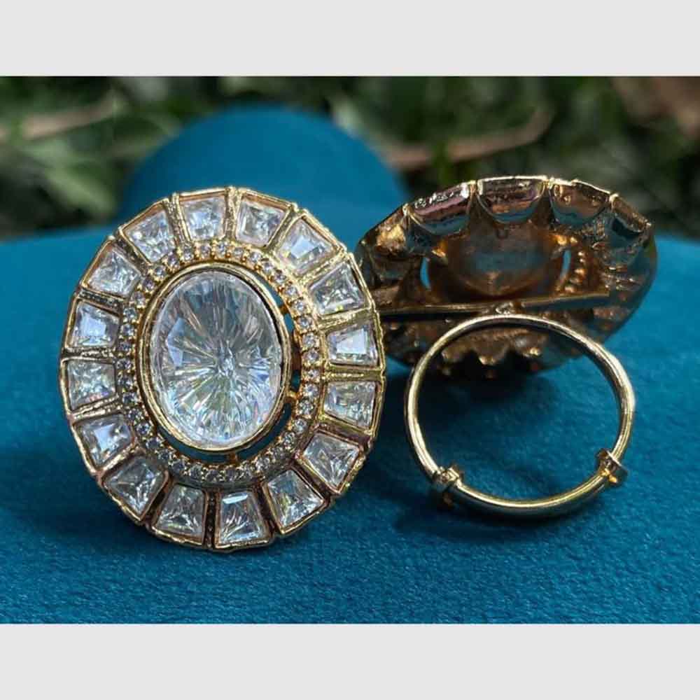 Amoliya Gold Plated Polki Kundan Stone Rings