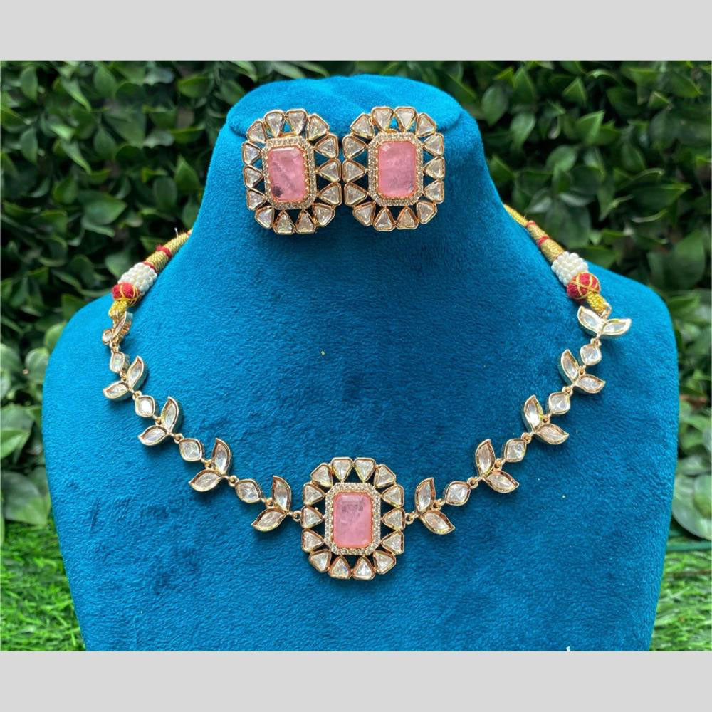 Amoliya Jewels Polki Kundan Necklace with Matching Earrings