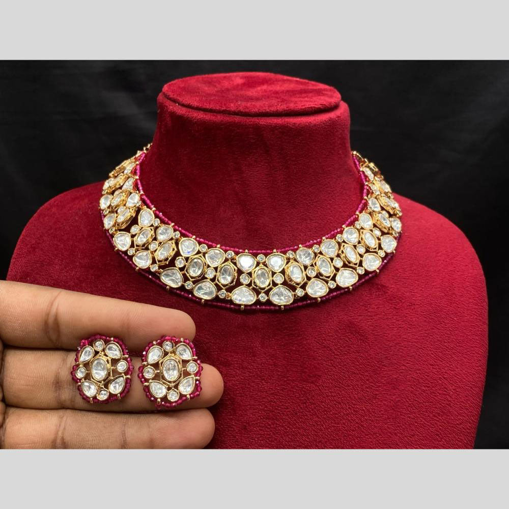 Amoliya Jewels Polki Kundan and Pearls Choker Necklace Set
