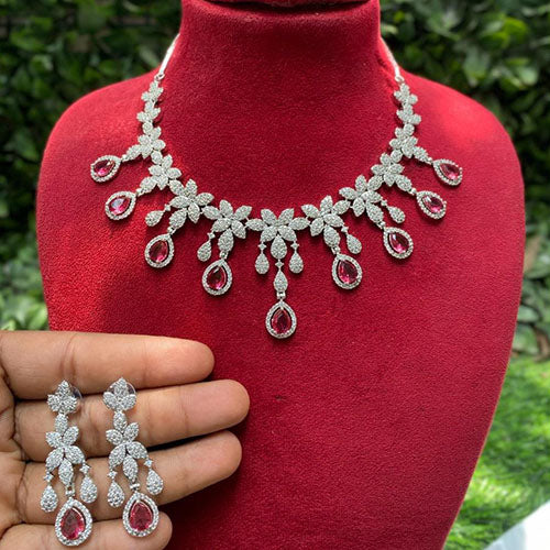 Amoliya Jewels American Dimond Necklace Set