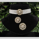 Amoliya Jewels Pearls Choker Necklace with Studs Earrings
