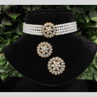 Amoliya Jewels Pearls Choker Necklace with Studs Earrings