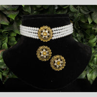 Amoliya Jewels Pearls Choker Necklace with Studs Earrings