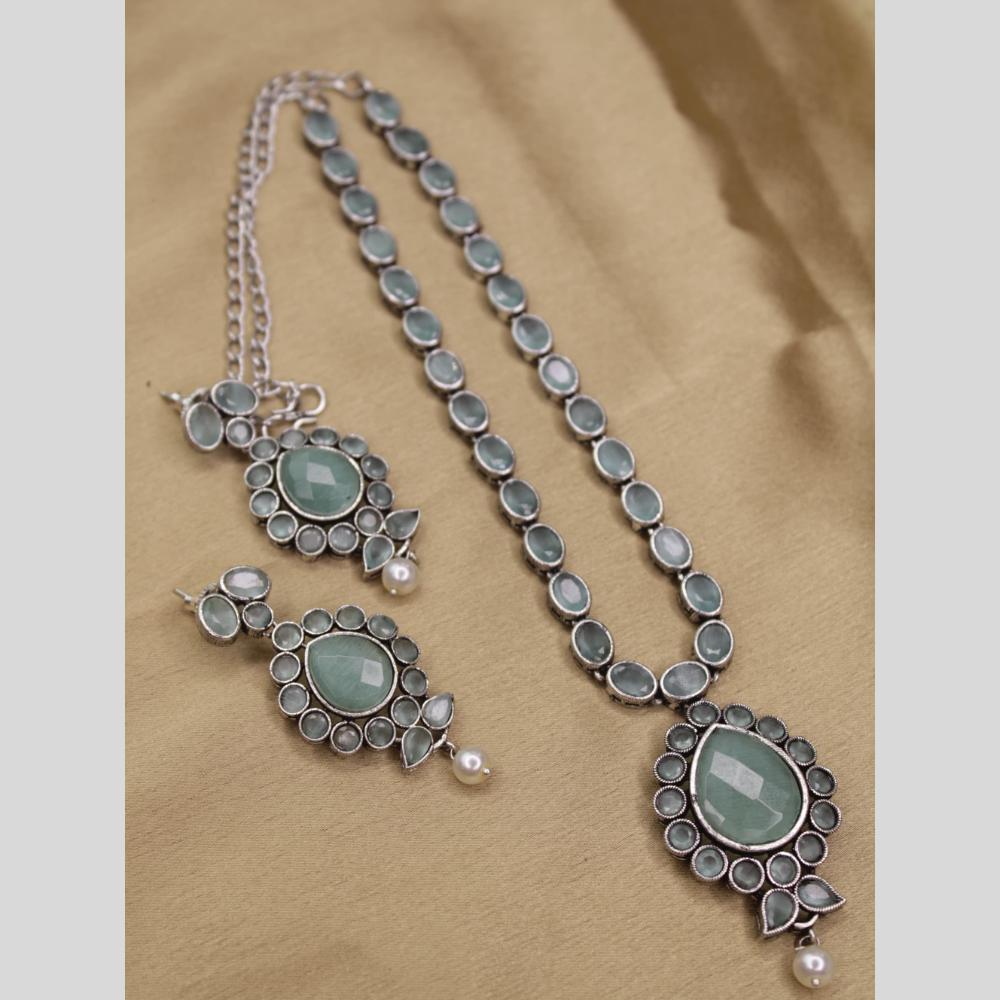 Amoliya Jewels Crystal Stone Long Necklace Set