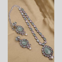 Amoliya Jewels Crystal Stone Long Necklace Set