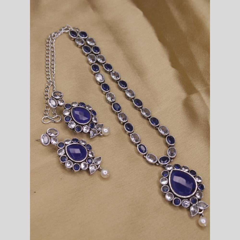 Amoliya Jewels Crystal Stone Long Necklace Set
