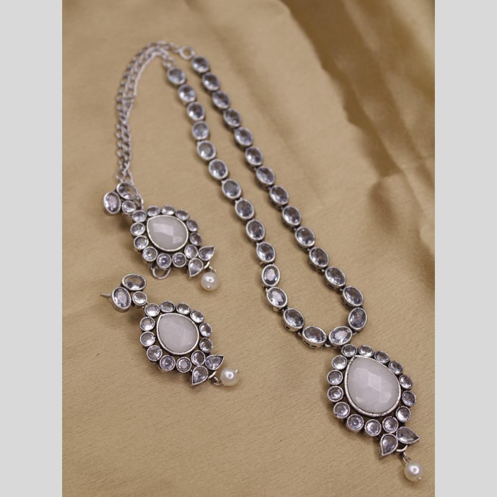 Amoliya Jewels Crystal Stone Long Necklace Set