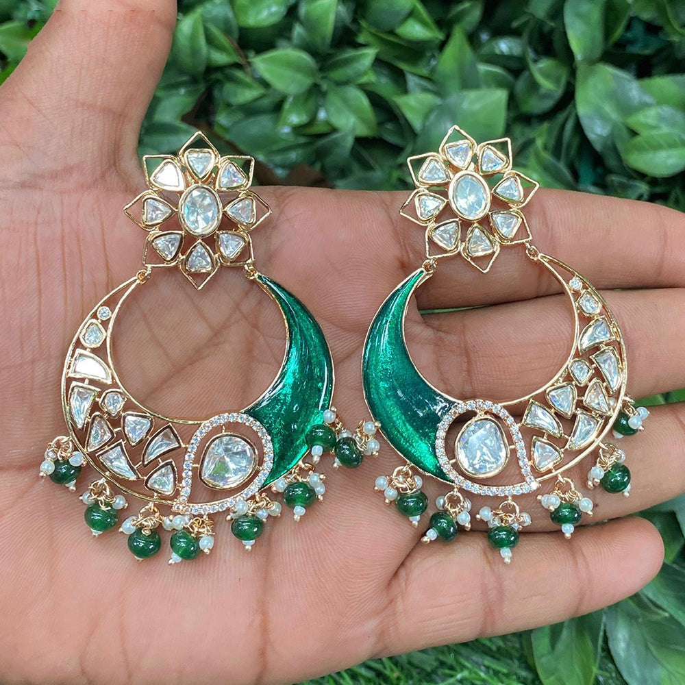 Amoliya Jewels Moonlight Drip Polki Kundan And Pearl Dangler Earrings