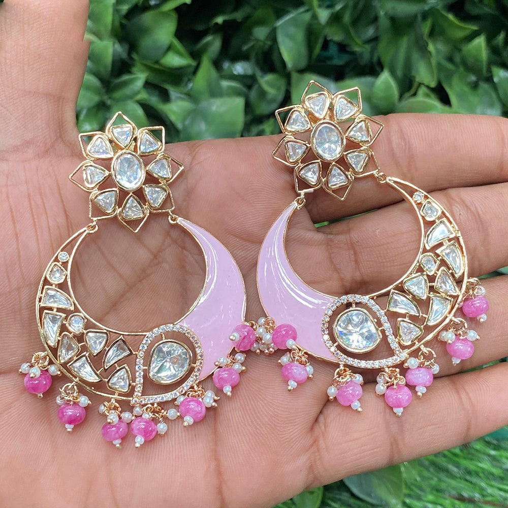 Amoliya Jewels Moonlight Drip Polki Kundan And Pearl Dangler Earrings
