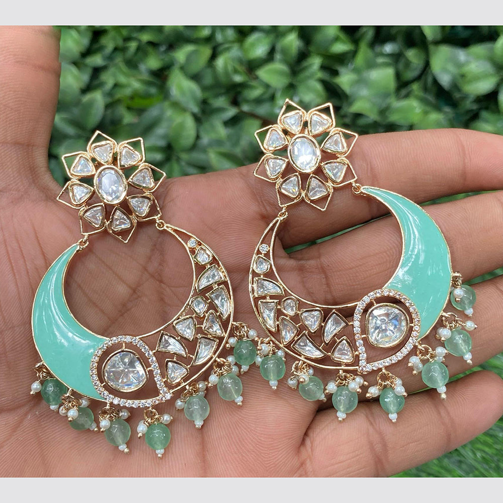 Amoliya Jewels Moonlight Drip Polki Kundan And Pearl Dangler Earrings