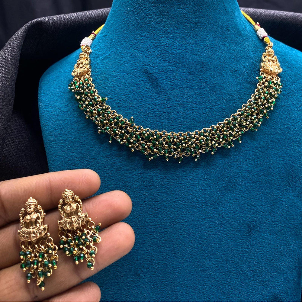 Amoliya Jewels Modern Devotion Pearl Temple Necklace Set