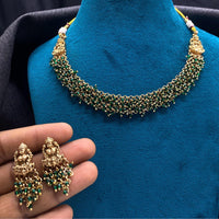 Amoliya Jewels Modern Devotion Pearl Temple Necklace Set
