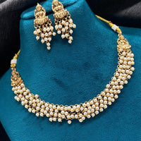 Amoliya Jewels Modern Devotion Pearl Temple Necklace Set