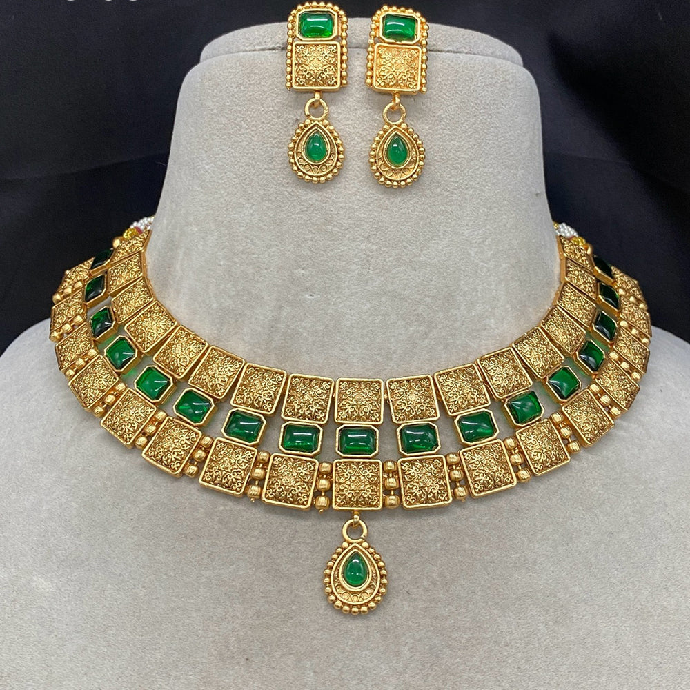 Amoliya Jewels Everyday Royal  Pota Stone Necklace Set