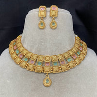 Amoliya Jewels Everyday Royal  Pota Stone Necklace Set