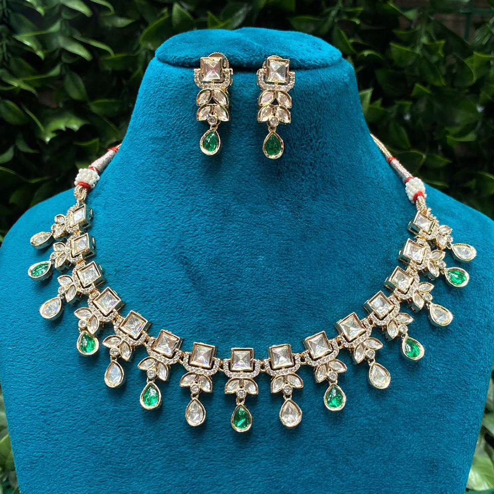 Amoliya Jewels Royal Reflection Kundan And Austrain Stone Necklace Set