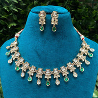 Amoliya Jewels Royal Reflection  Kundan And Austrain Stone Necklace Set 