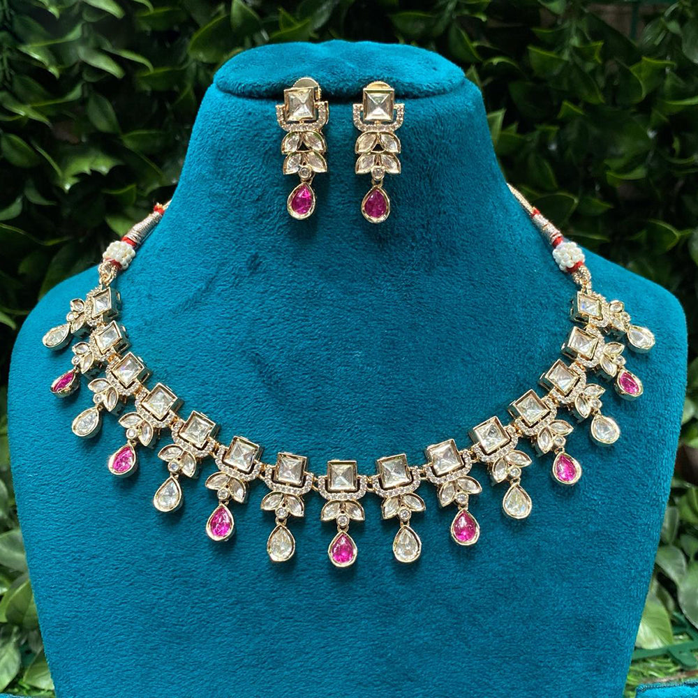 Amoliya Jewels Royal Reflection Kundan And Austrain Stone Necklace Set