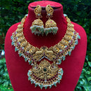 Amoliya Jewels Peacock Chic Pota Stone And Pearl Beautiful Necklace Set