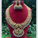 Amoliya Jewels Peacock Chic Pota Stone And Pearl Beautiful Long Necklace Set