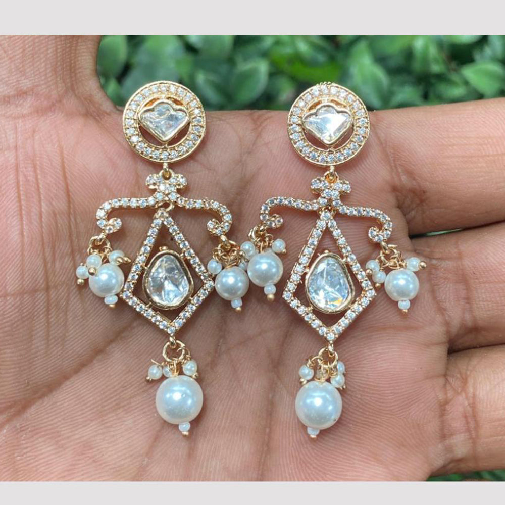 Amoliya Jewels Mirror Of The Moon Polki Kundan And Pearl Dangler Earrings