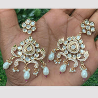 Amoliya Jewels  Royal Regin Polki Kundan And Pearl Dangler Earrings