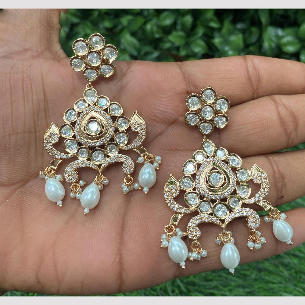 Amoliya Jewels  Royal Regin Polki Kundan And Pearl Dangler Earrings