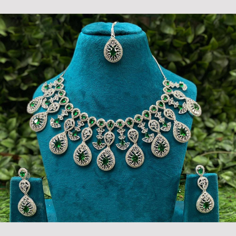 Amoliya Jewels Queen's Light  American Daimonds Royalty Necklace Set