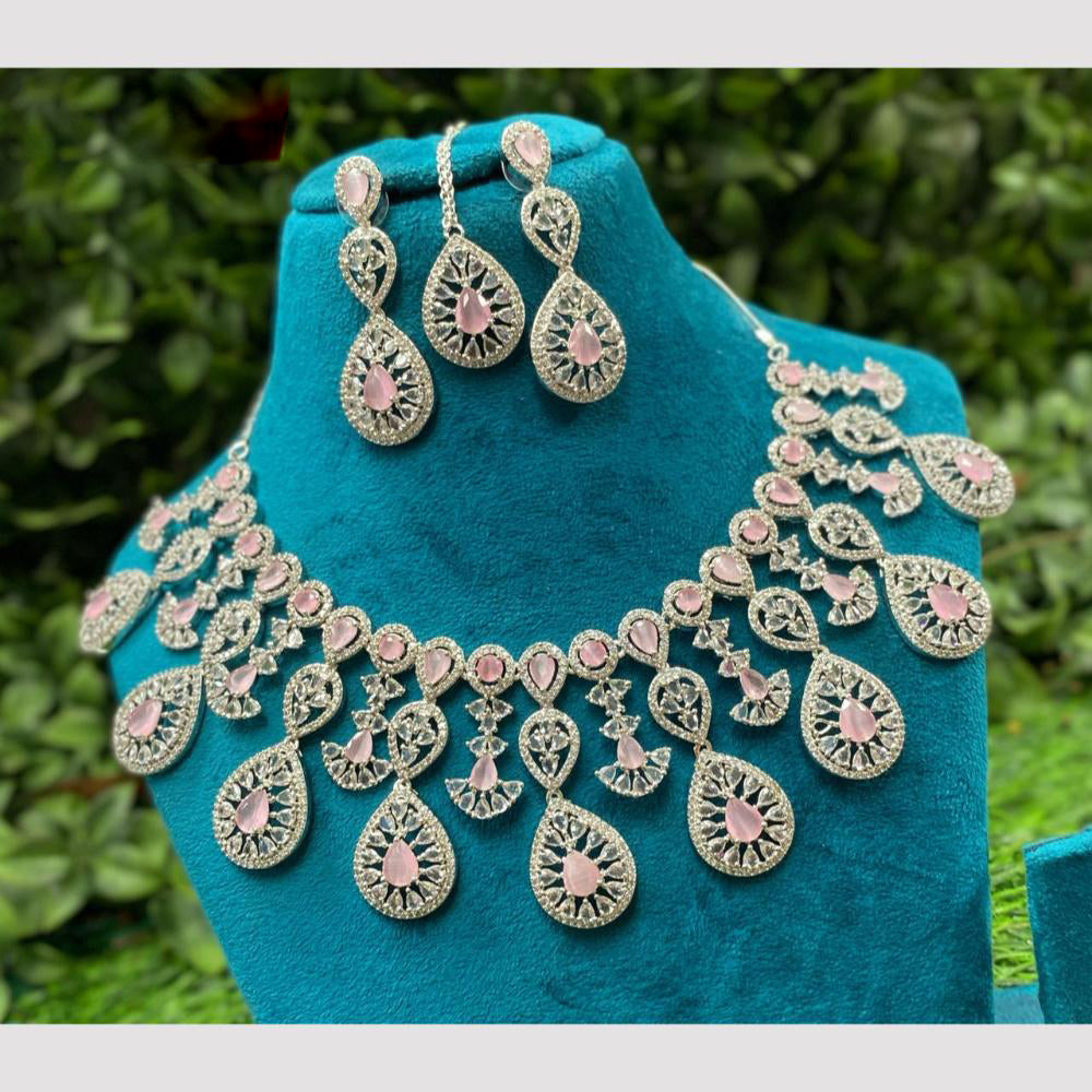 Amoliya Jewels Queen's Light  American Daimonds Royalty Necklace Set