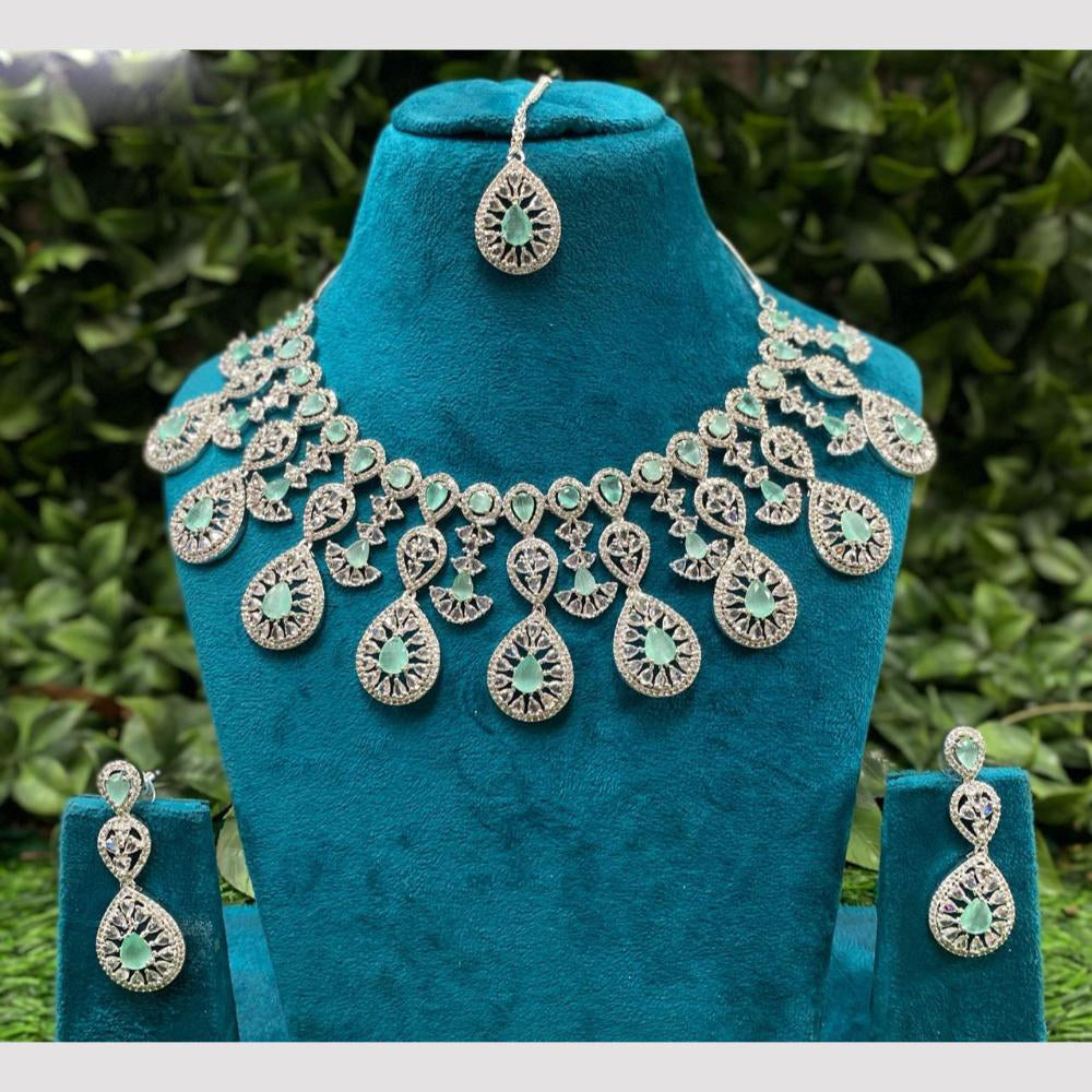 Amoliya Jewels Queen's Light  American Daimonds Royalty Necklace Set