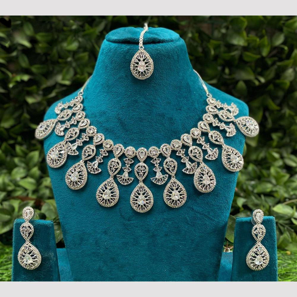 Amoliya Jewels Queen's Light  American Daimonds Royalty Necklace Set