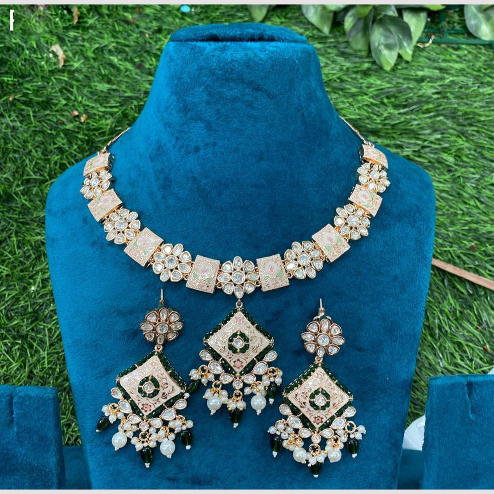 Amoliya Jewels Rang Mahal Pearl And Kundan Meenakari Elegance Necklace Set