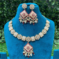 Amoliya Jewels Rang Mahal Pearl And Kundan Meenakari Elegance Necklace Set