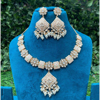 Amoliya Jewels Rang Mahal Pearl And Kundan Meenakari Elegance Necklace Set