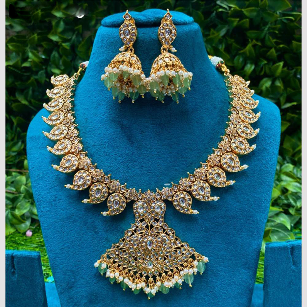 Amoliya Jewels Kundan And Pearl  Magic Necklace Set