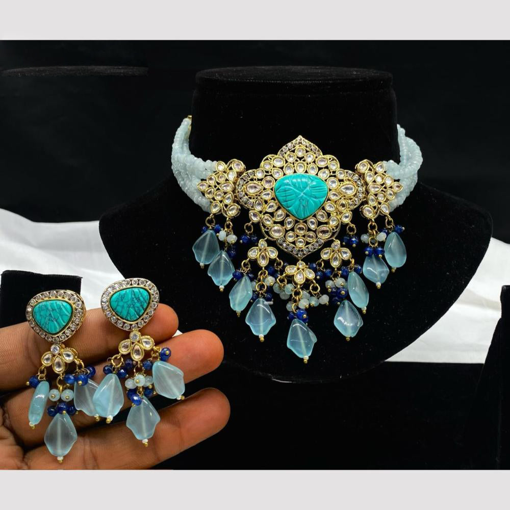 Amoliya Jewels Regal Kundan And Beads Traditional Choker Necklace Set