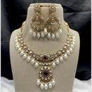 Amoliya Jewels Elegant  Kundan And Pearl Timeless Beauty Necklace Set 
