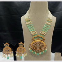 Amoliya Jewels Regal Glow Polki Kundan And Pearl  Design Long Necklace Set 