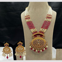 Amoliya Jewels Regal Glow Polki Kundan And Pearl  Design Long Necklace Set
