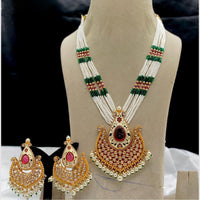 Amoliya Jewels Bridal Luxe Polki Kundan And Pearl  Design Meenakari  Long Necklace Set 